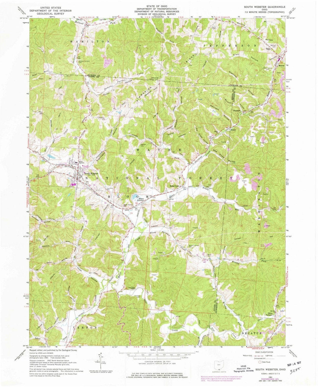 1961 South Webster, OH - Ohio - USGS Topographic Map