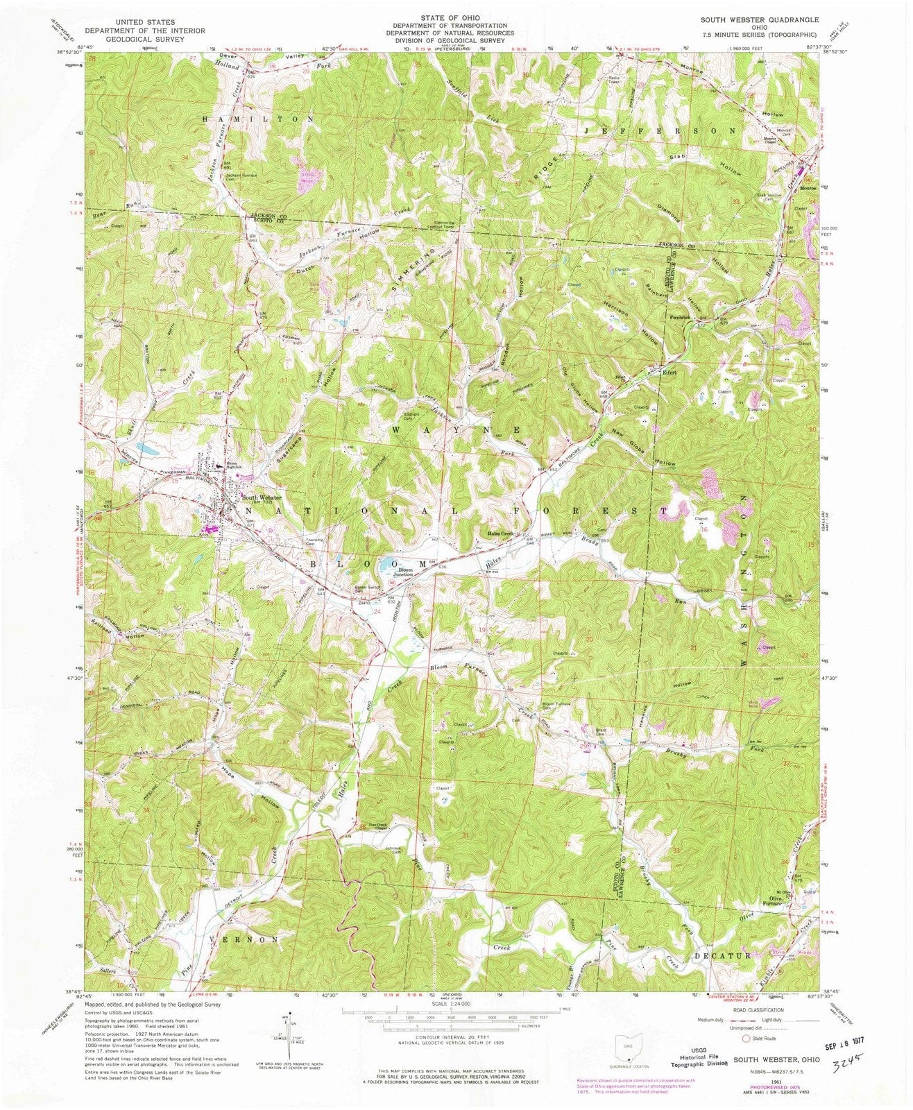 1961 South Webster, OH - Ohio - USGS Topographic Map