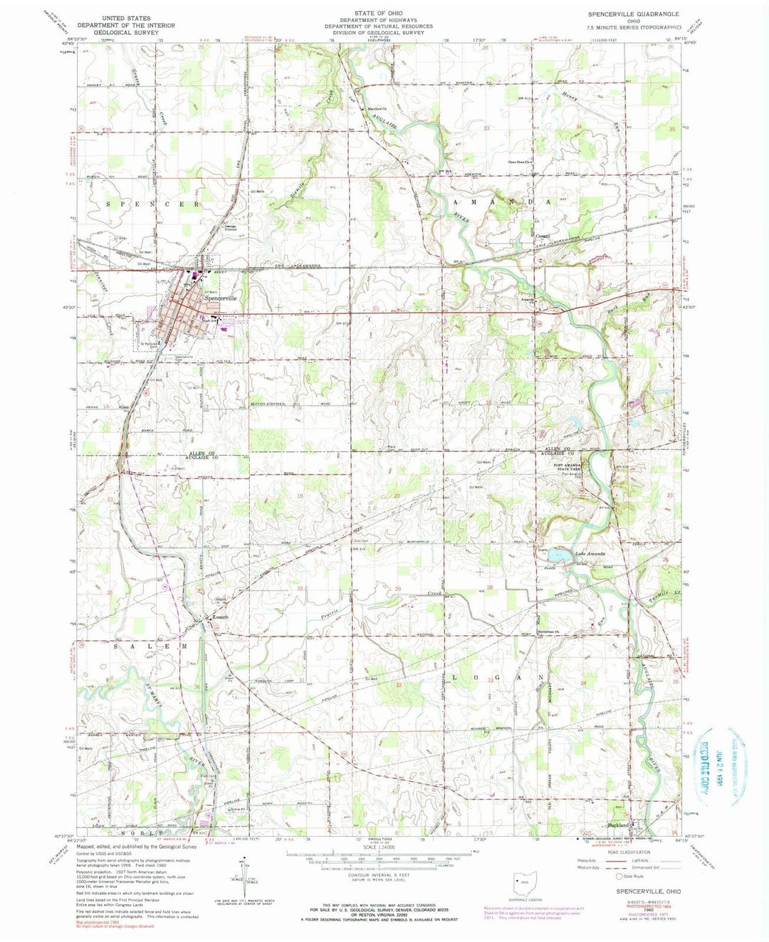 1960 Spencerville, OH - Ohio - USGS Topographic Map