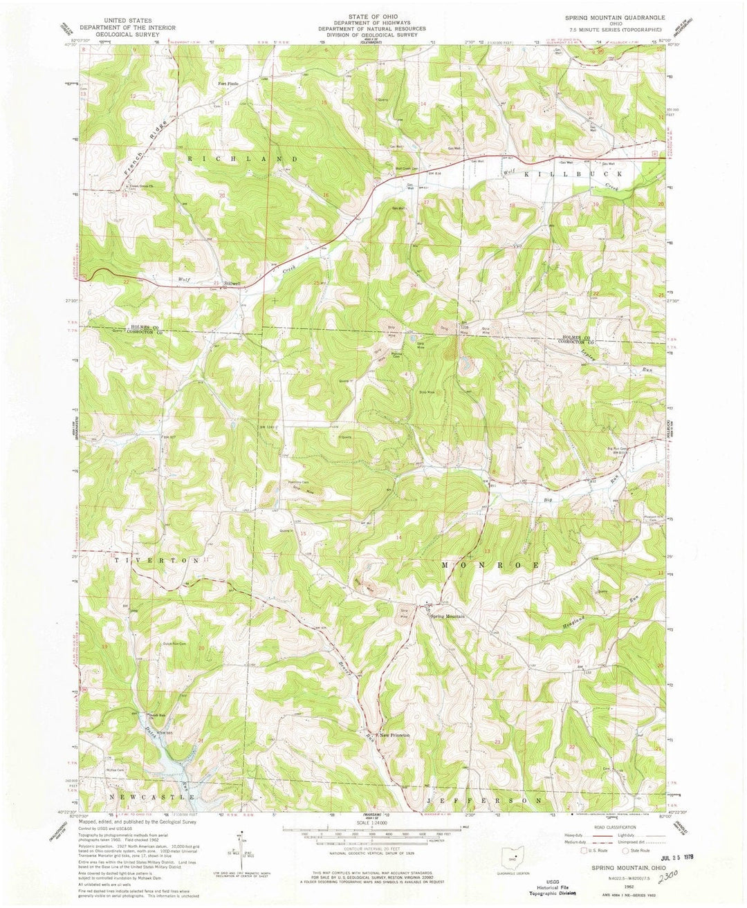 1962 Spring Mountain, OH - Ohio - USGS Topographic Map