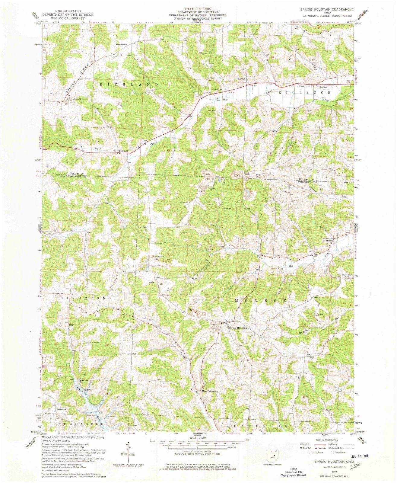 1962 Spring Mountain, OH - Ohio - USGS Topographic Map