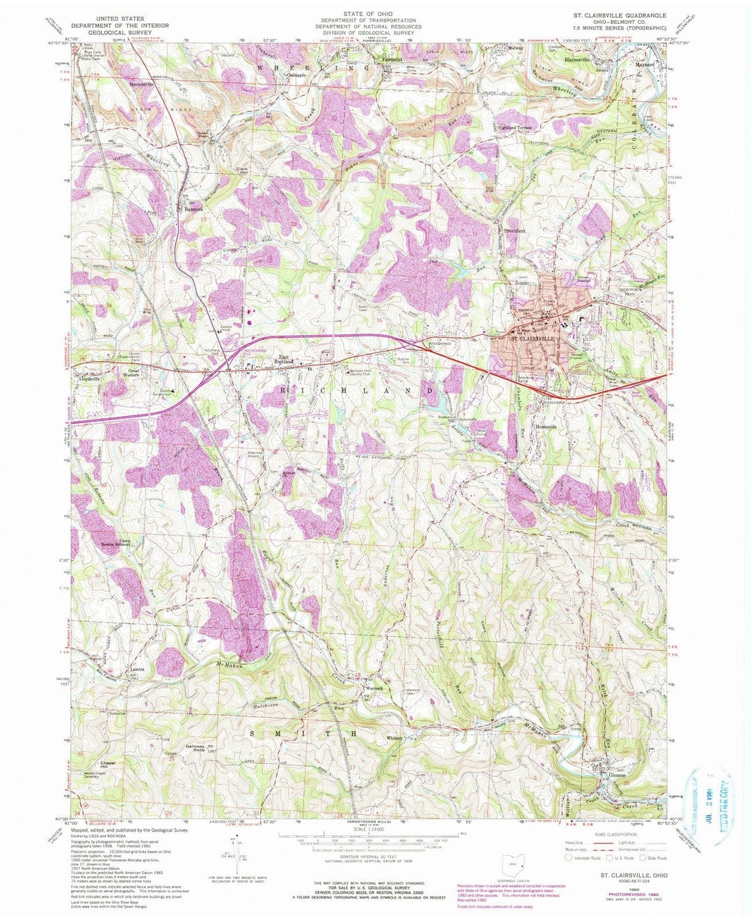 1960 St. Clairsville, OH - Ohio - USGS Topographic Map