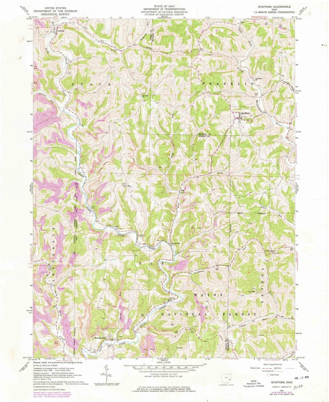 1961 Stafford, OH - Ohio - USGS Topographic Map