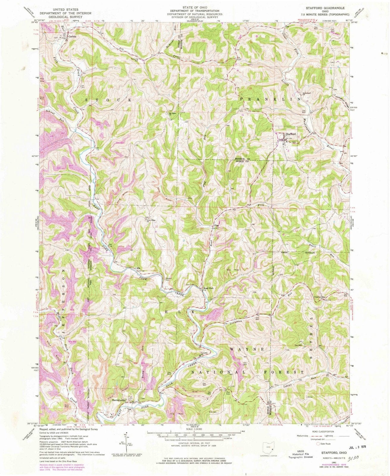 1961 Stafford, OH - Ohio - USGS Topographic Map