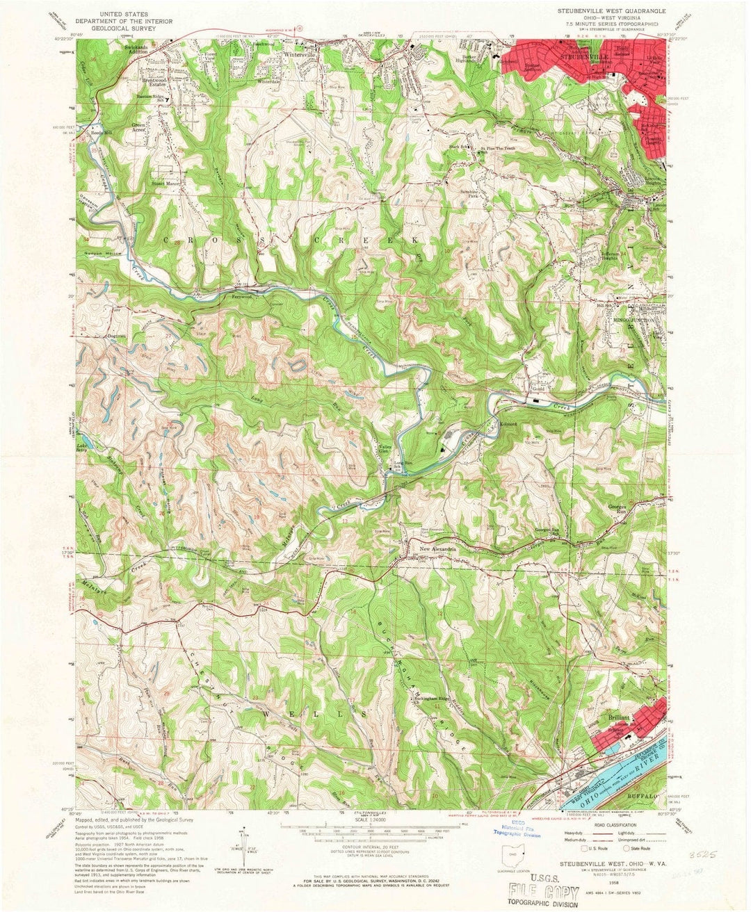 1958 Steubenville, OH - Ohio - USGS Topographic Map