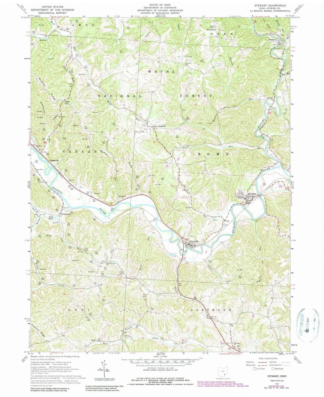 1961 Stewart, OH - Ohio - USGS Topographic Map