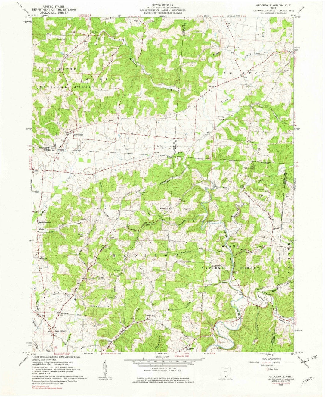 1961 Stockdale, OH - Ohio - USGS Topographic Map