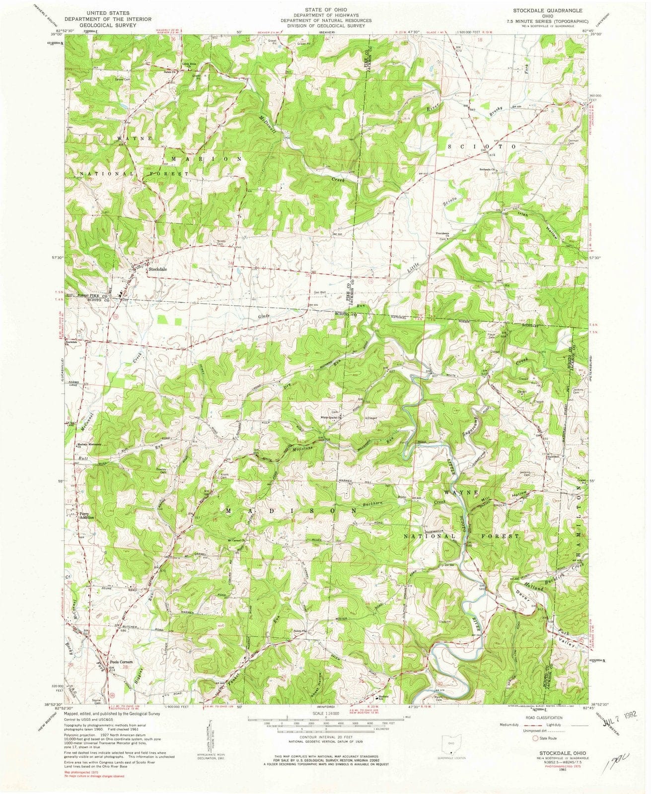 1961 Stockdale, OH - Ohio - USGS Topographic Map