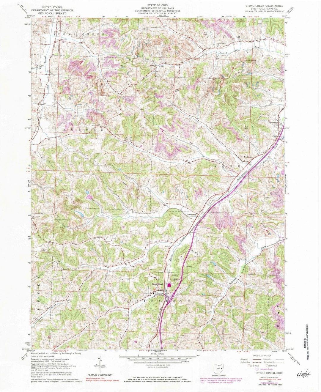 1961 Stone Creek, OH - Ohio - USGS Topographic Map
