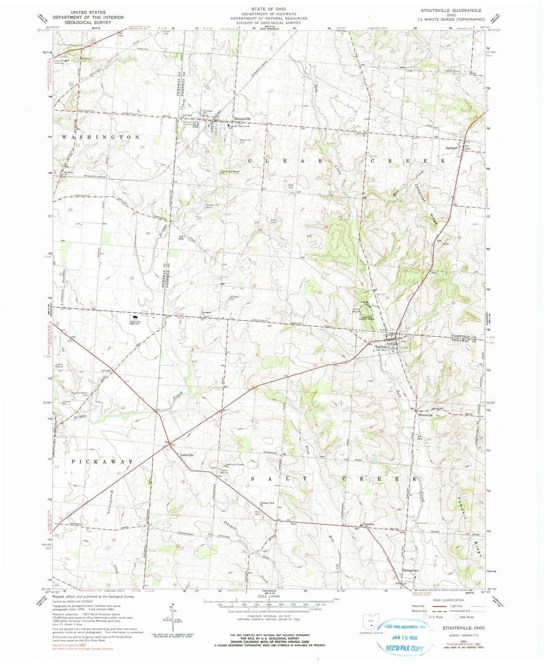 1961 Stoutsville, OH - Ohio - USGS Topographic Map