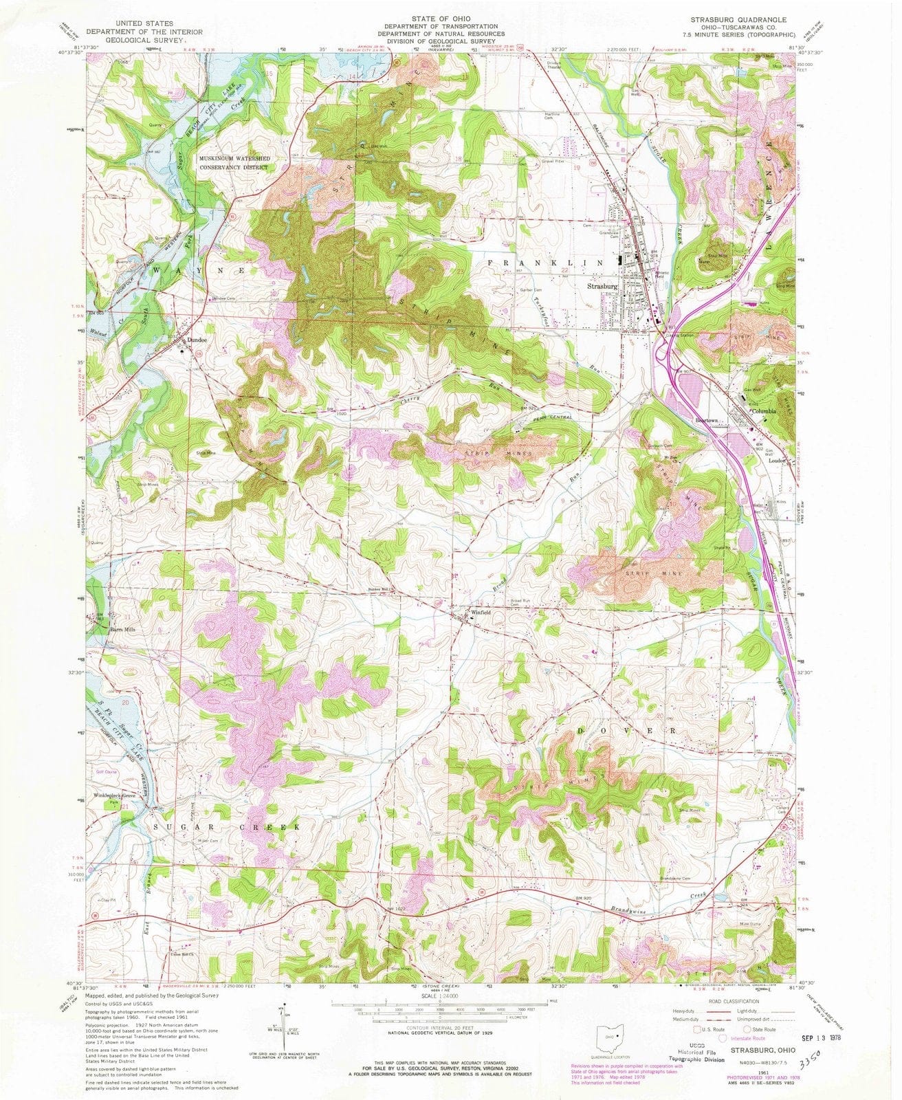 1961 Strasburg, OH - Ohio - USGS Topographic Map