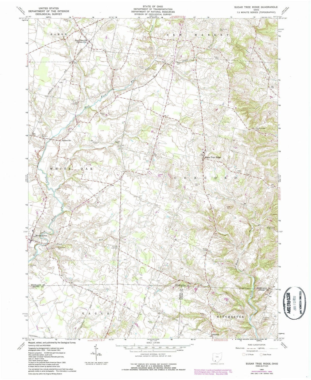 1961 Sugar Tree Ridge, OH - Ohio - USGS Topographic Map