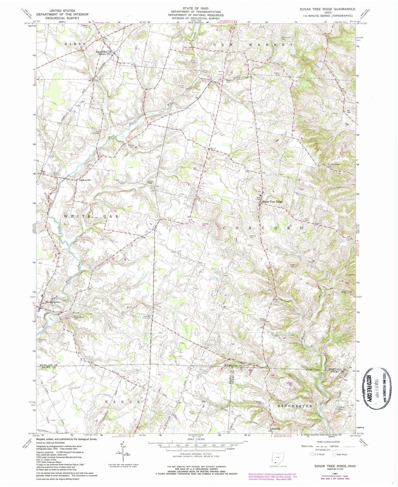 1961 Sugar Tree Ridge, OH - Ohio - USGS Topographic Map