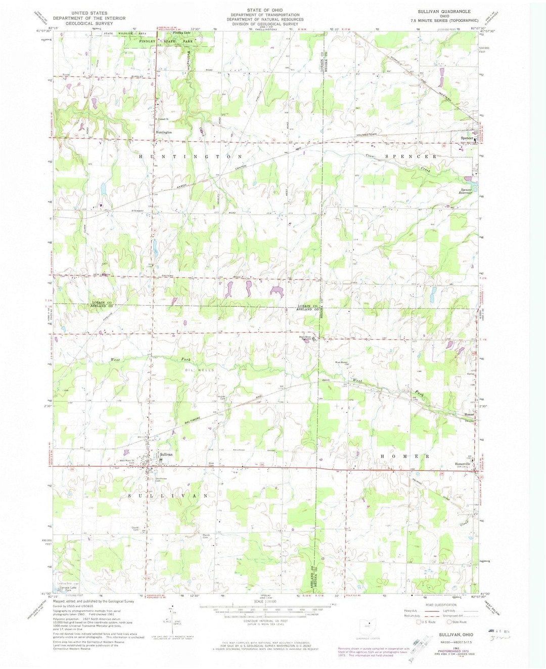 1961 Sullivan, OH - Ohio - USGS Topographic Map