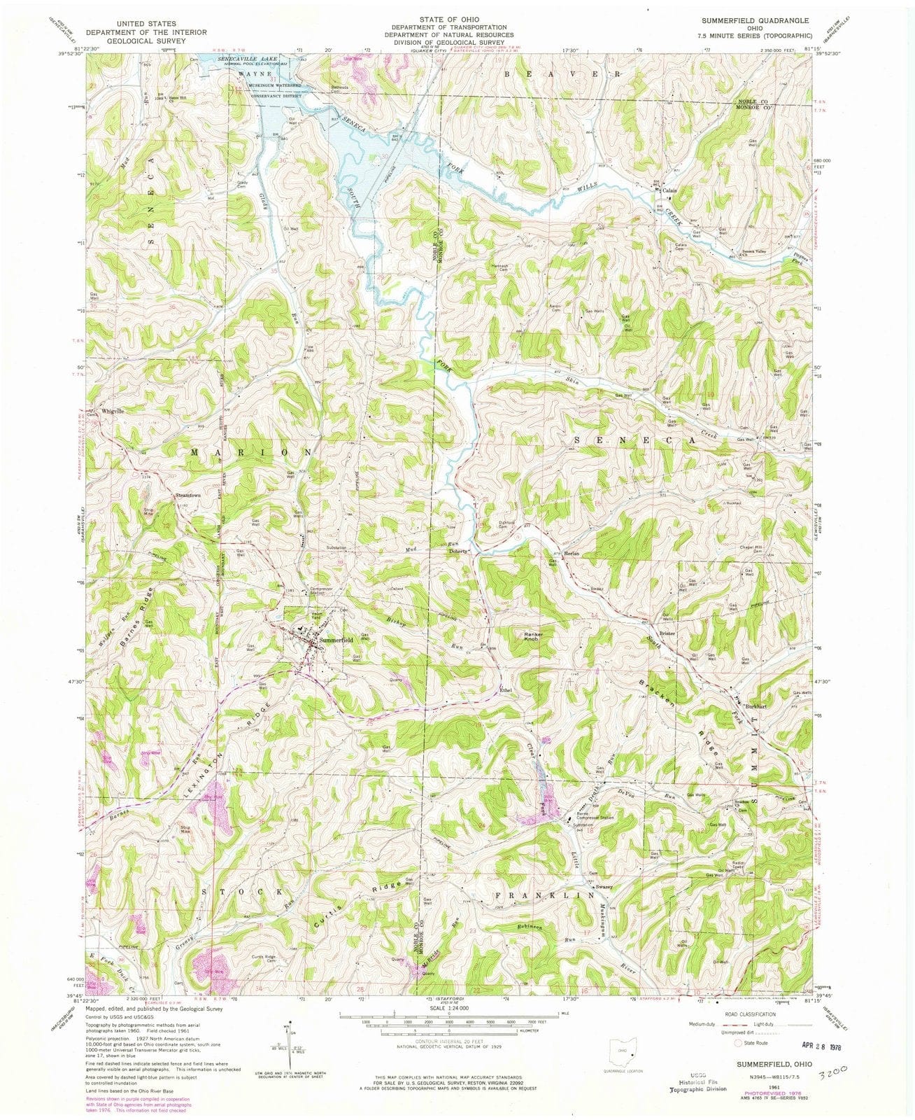 1961 Summerfield, OH - Ohio - USGS Topographic Map