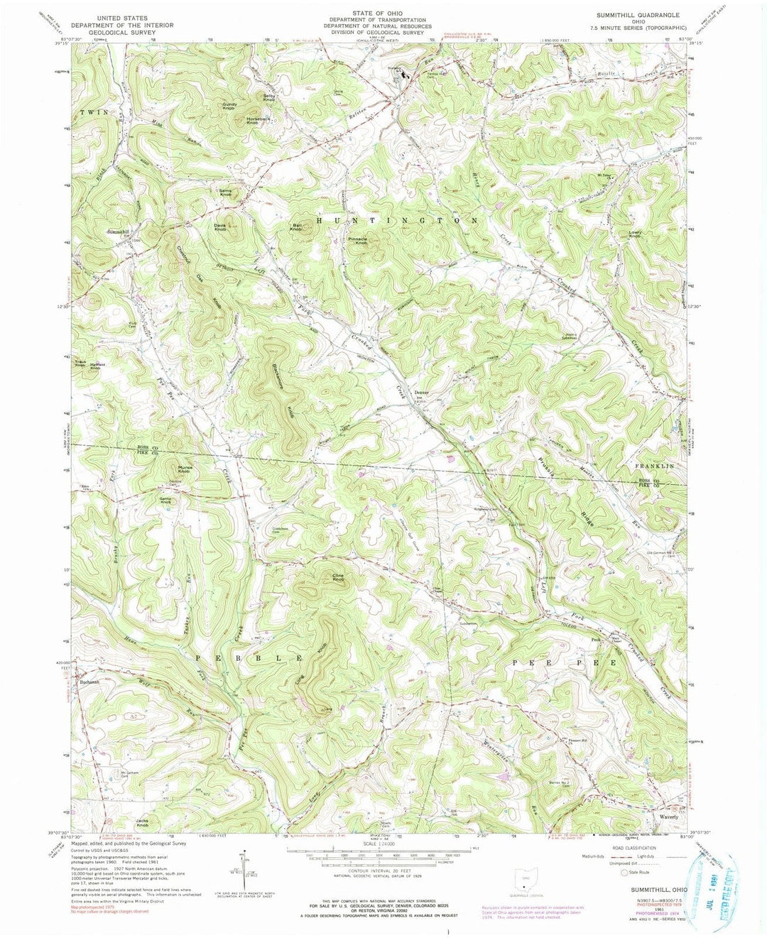 1961 Summithill, OH - Ohio - USGS Topographic Map