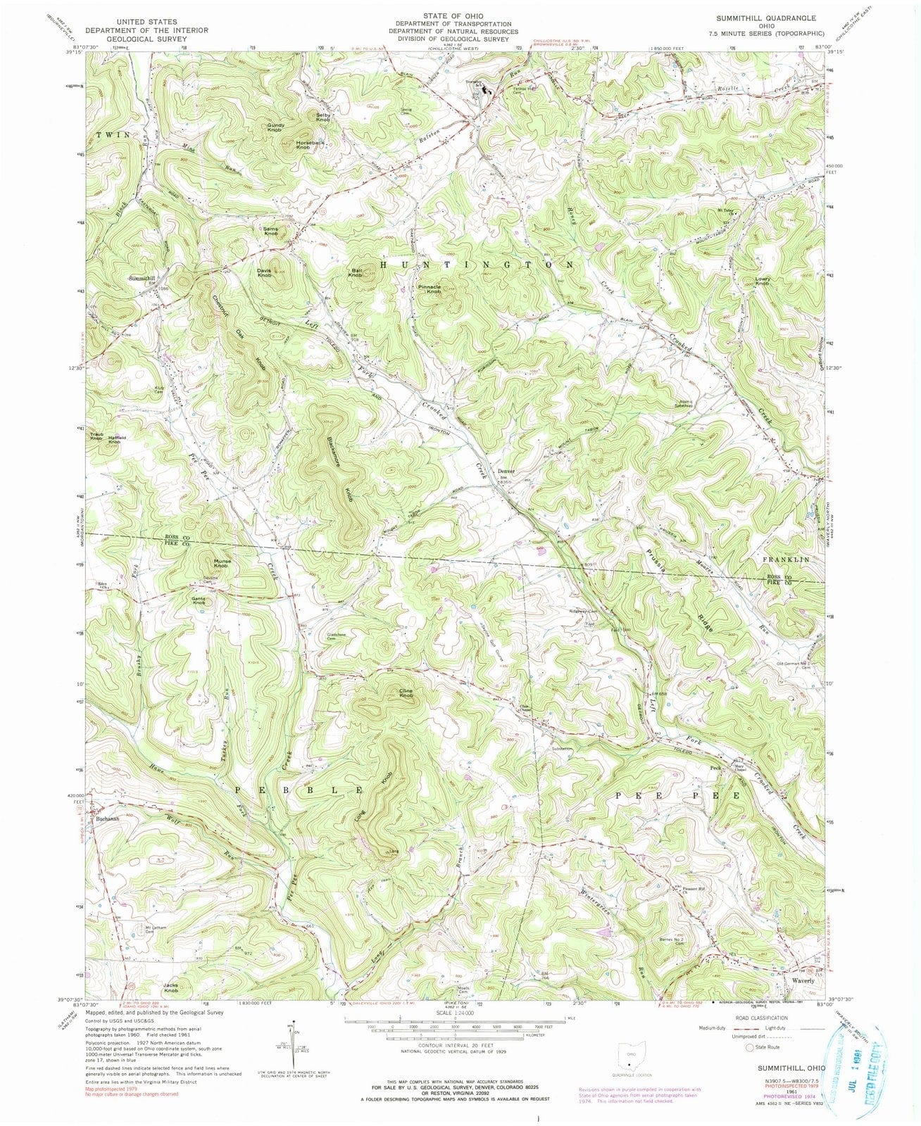 1961 Summithill, OH - Ohio - USGS Topographic Map