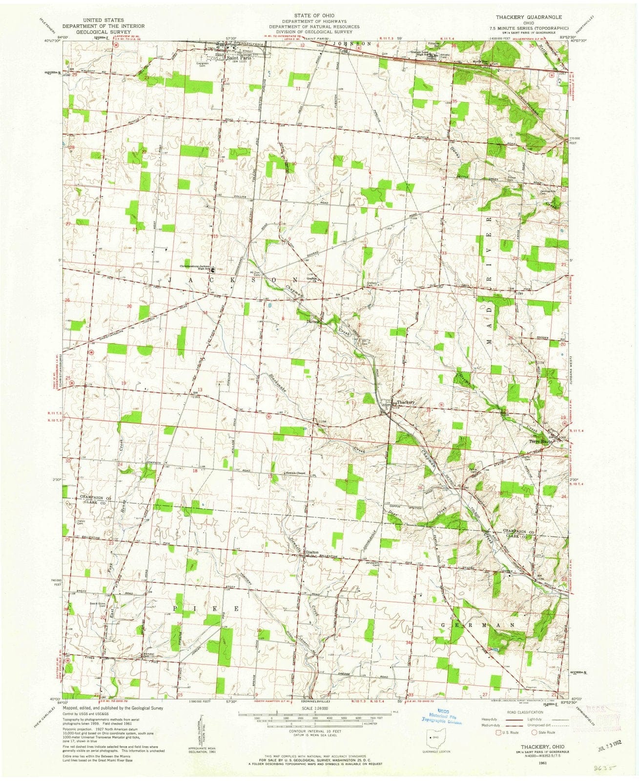 1961 Thackery, OH - Ohio - USGS Topographic Map