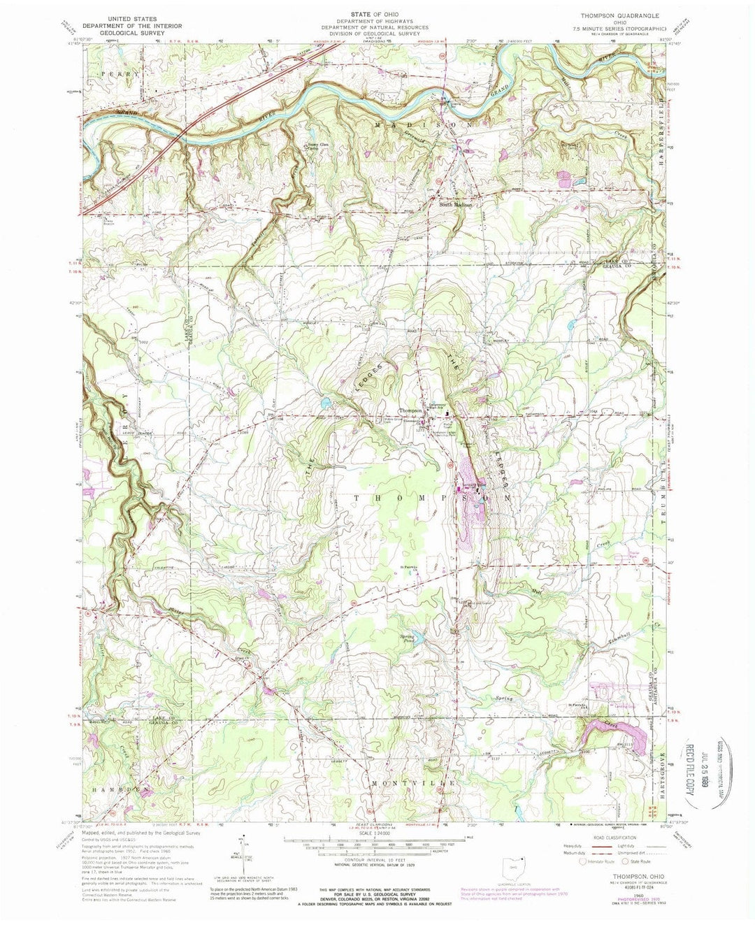 1960 Thompson, OH - Ohio - USGS Topographic Map