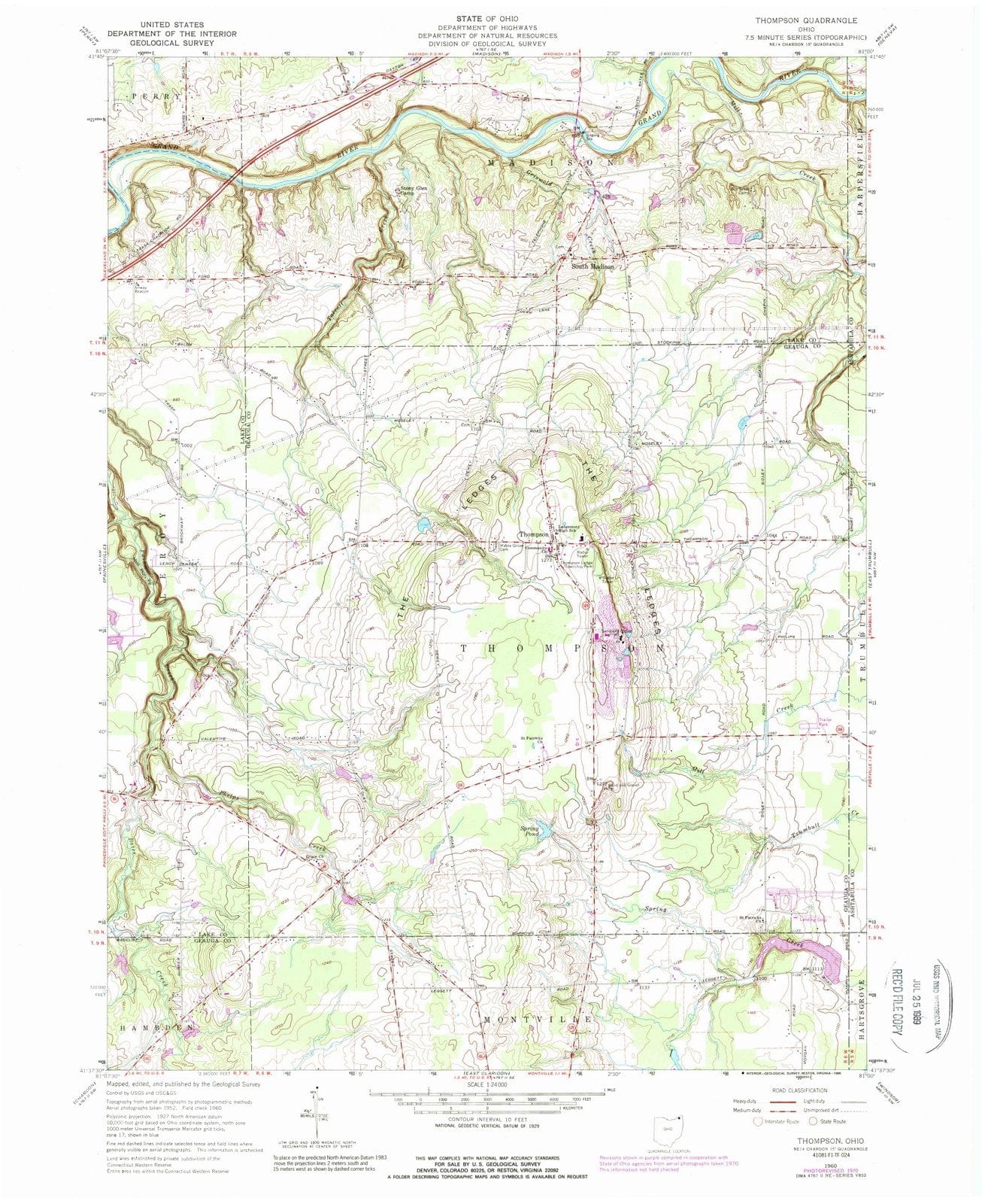 1960 Thompson, OH - Ohio - USGS Topographic Map