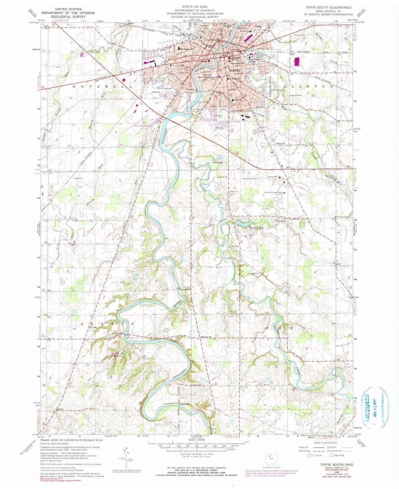 1960 Tiffin, OH - Ohio - USGS Topographic Map v2