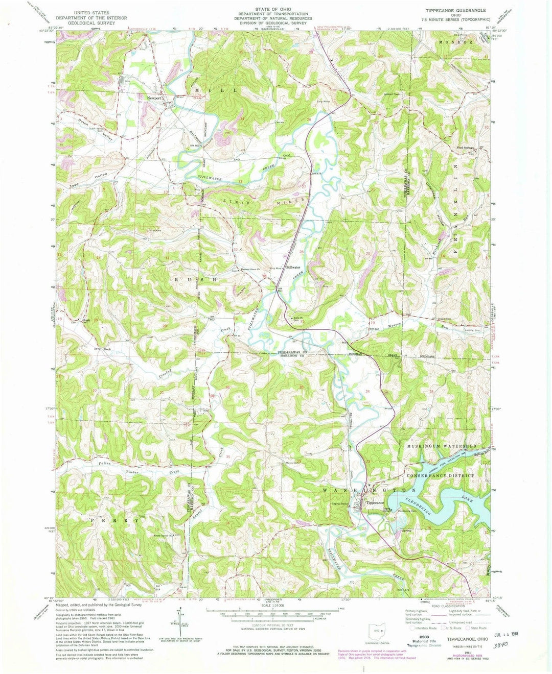 1961 Tippecanoe, OH - Ohio - USGS Topographic Map
