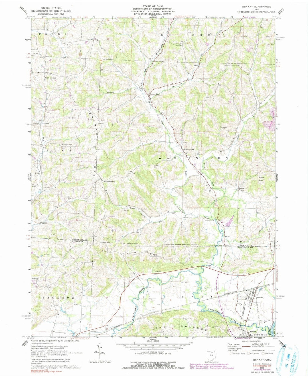 1962 Trinway, OH - Ohio - USGS Topographic Map
