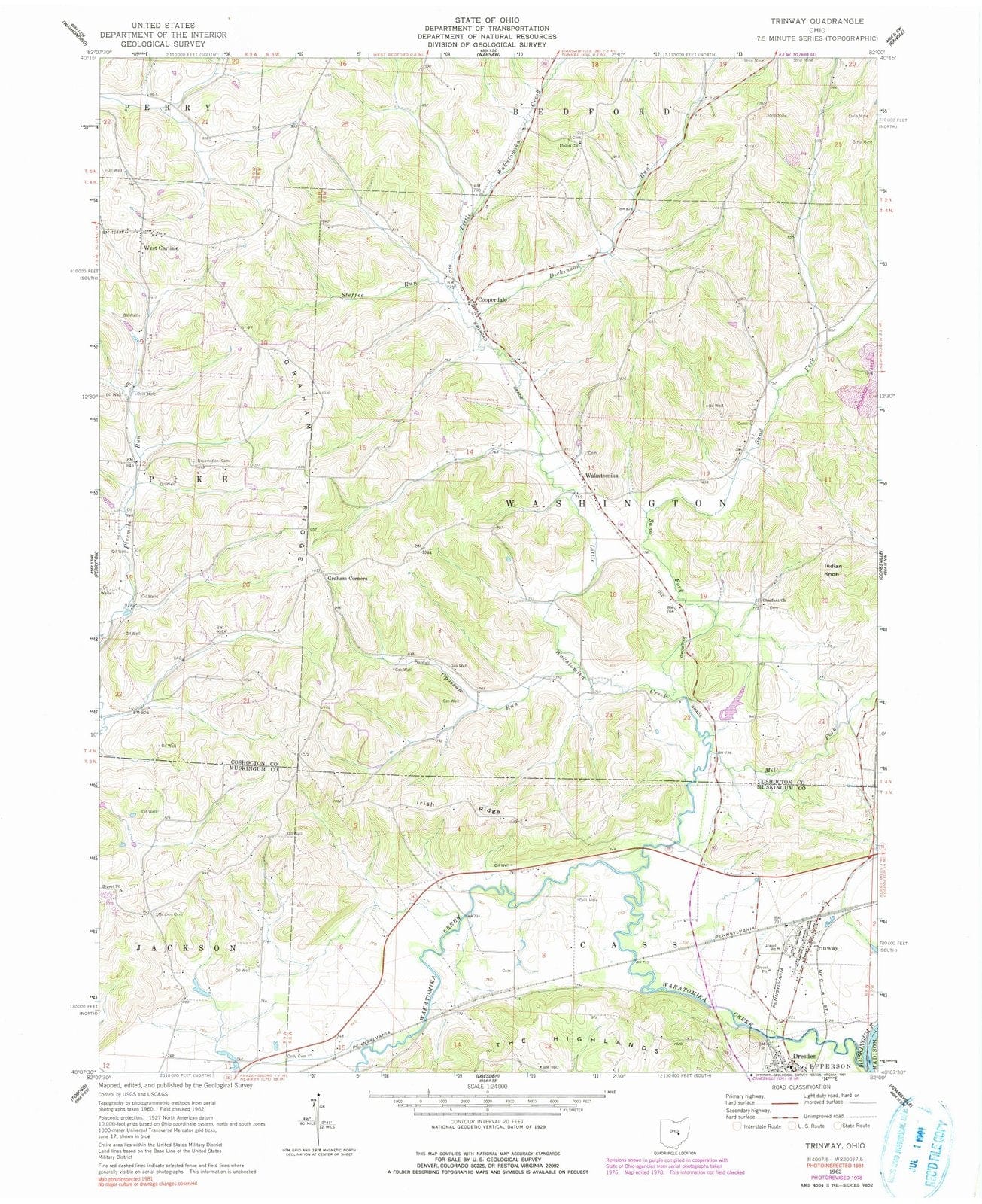 1962 Trinway, OH - Ohio - USGS Topographic Map