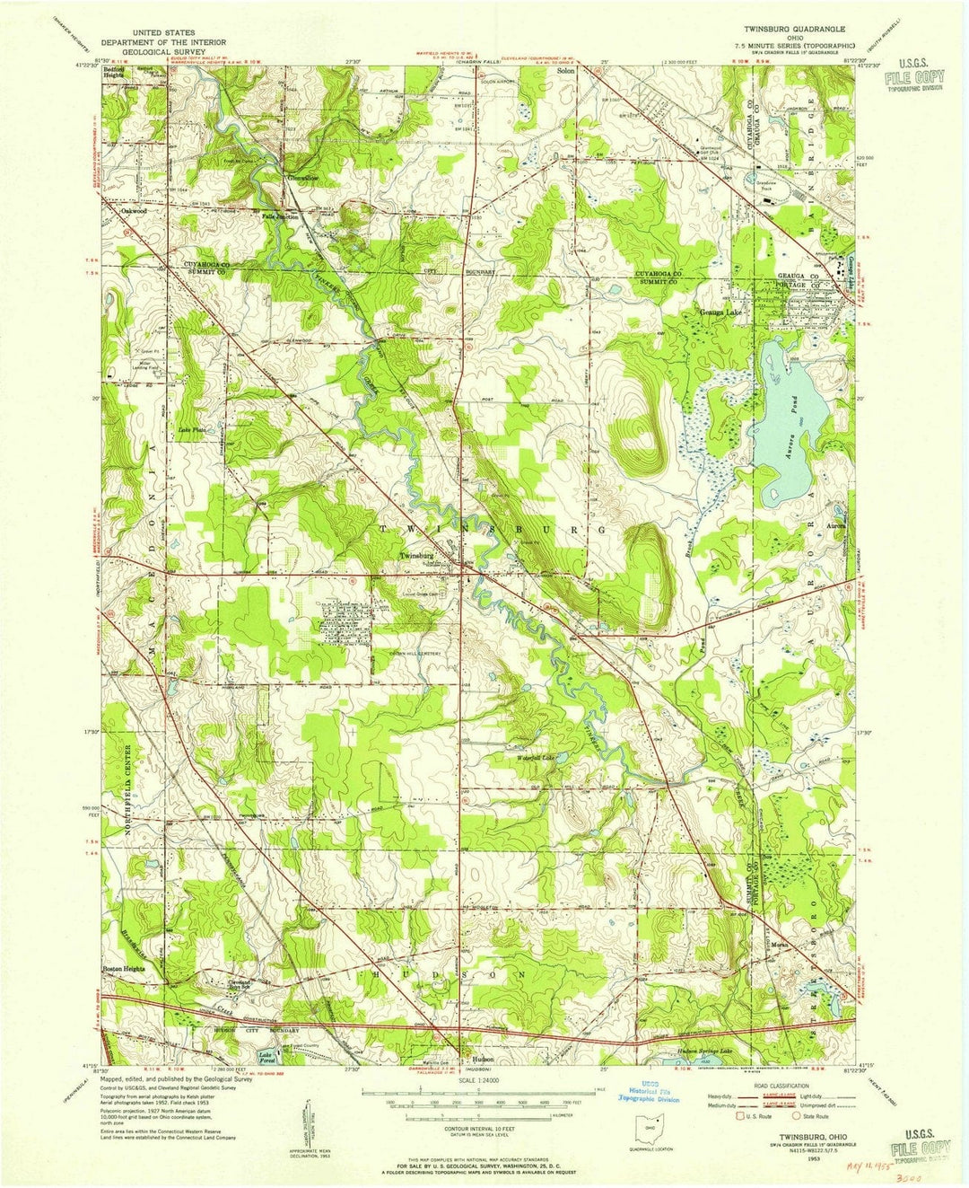 1953 Twinsburg, OH - Ohio - USGS Topographic Map
