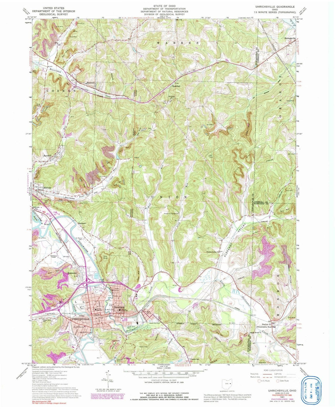 1961 Uhrichsville, OH - Ohio - USGS Topographic Map