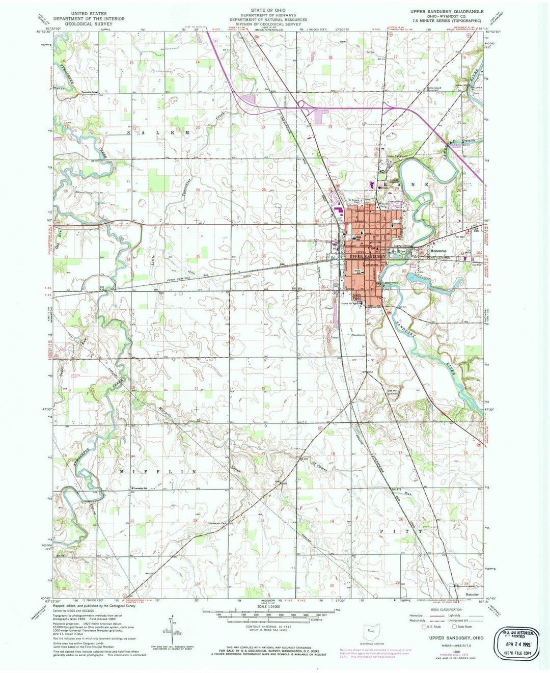1960 Upper Sandusky, OH - Ohio - USGS Topographic Map