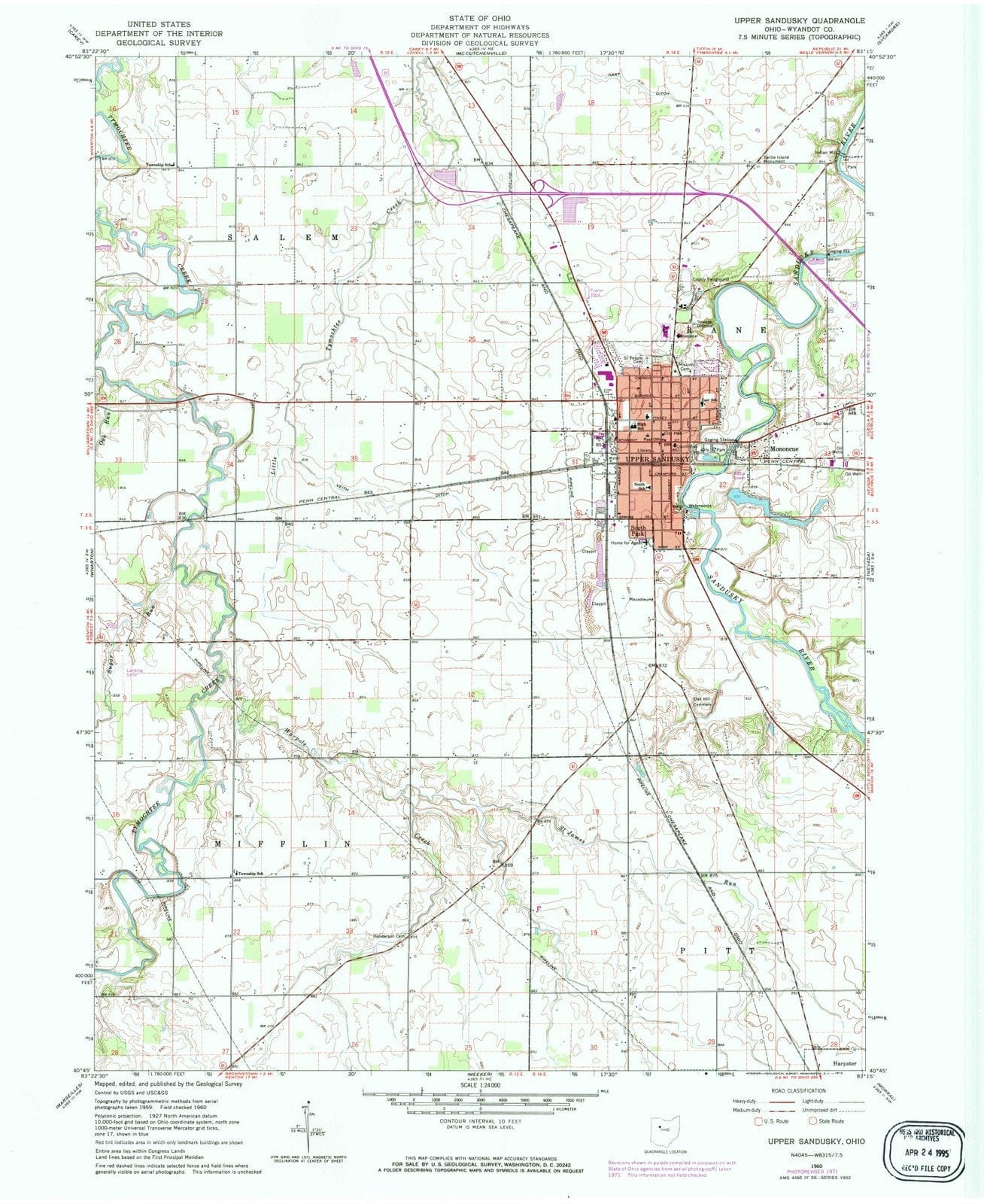 1960 Upper Sandusky, OH - Ohio - USGS Topographic Map