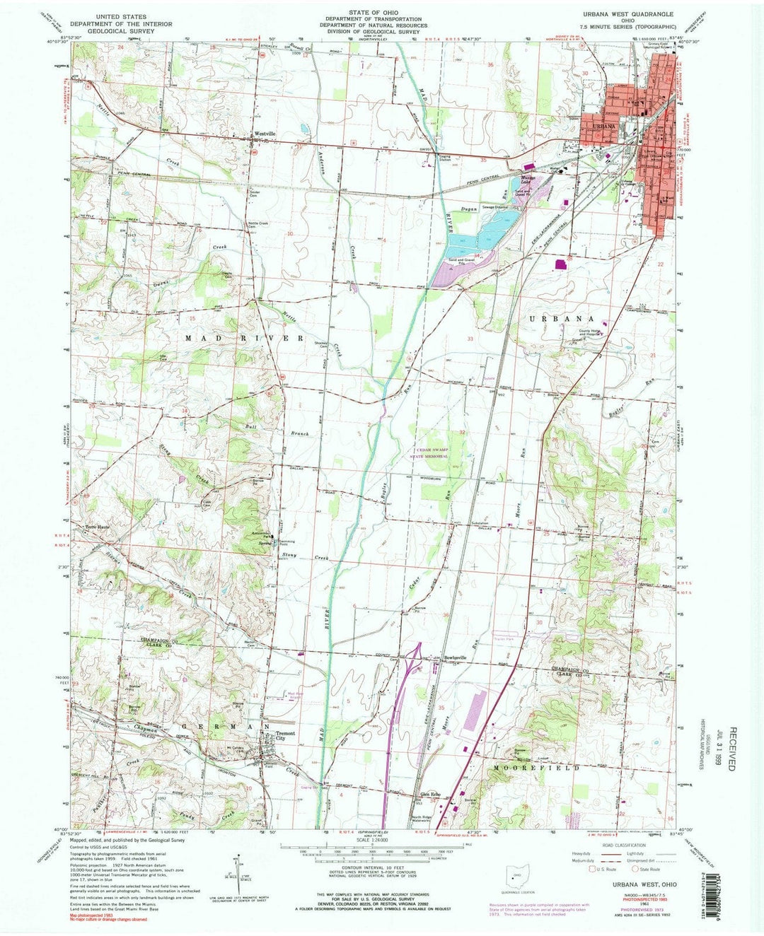 1961 Urbana, OH - Ohio - USGS Topographic Map v2
