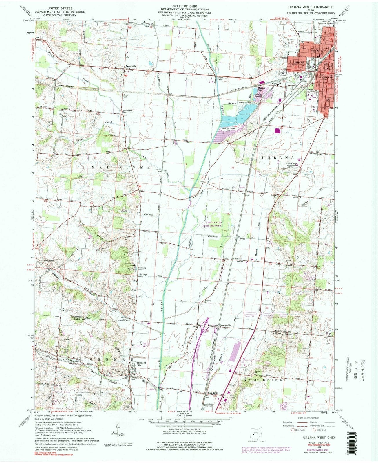 1961 Urbana, OH - Ohio - USGS Topographic Map v2