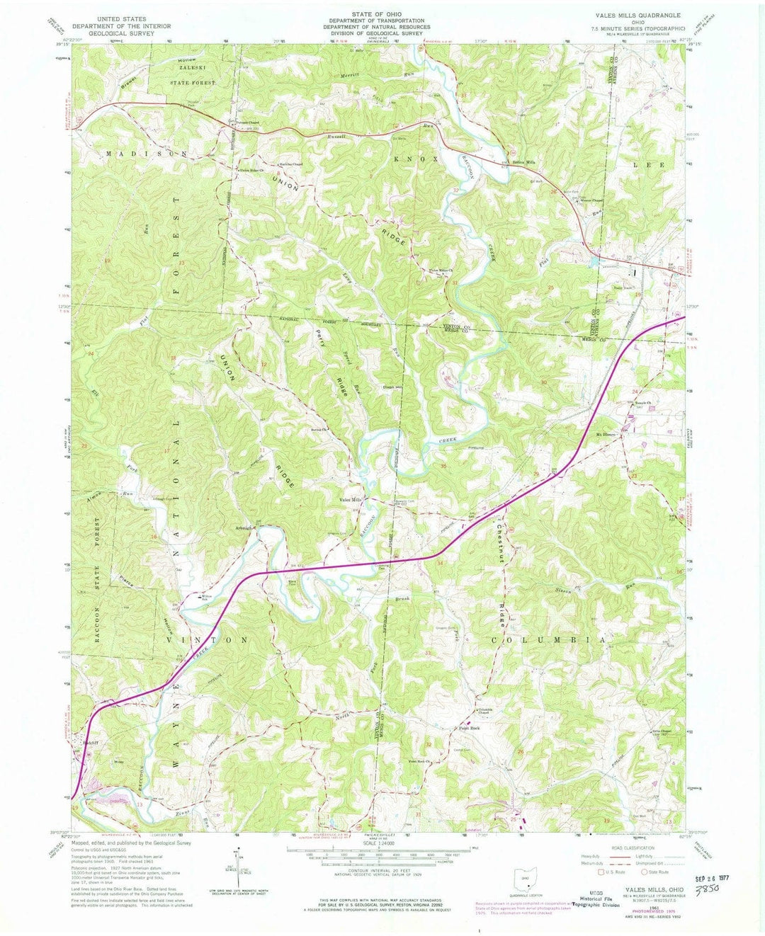 1961 Vales Mills, OH - Ohio - USGS Topographic Map