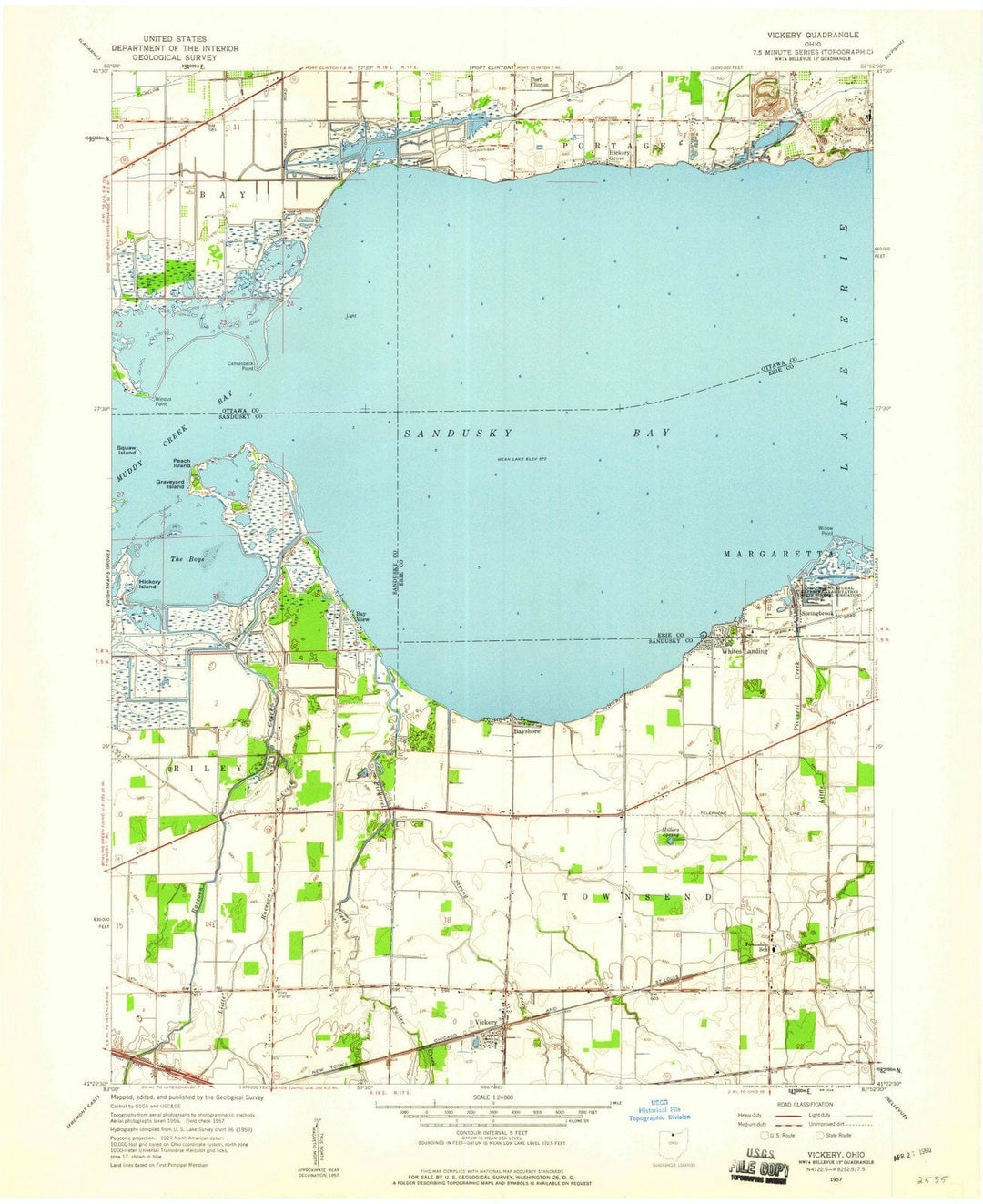 1957 Vickery, OH - Ohio - USGS Topographic Map