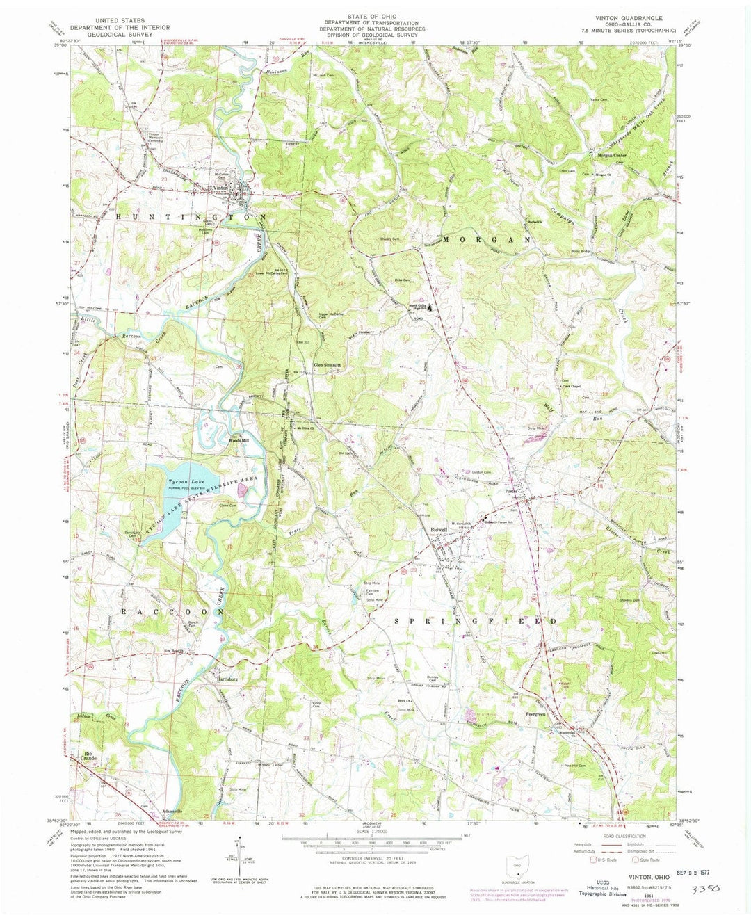 1961 Vinton, OH - Ohio - USGS Topographic Map