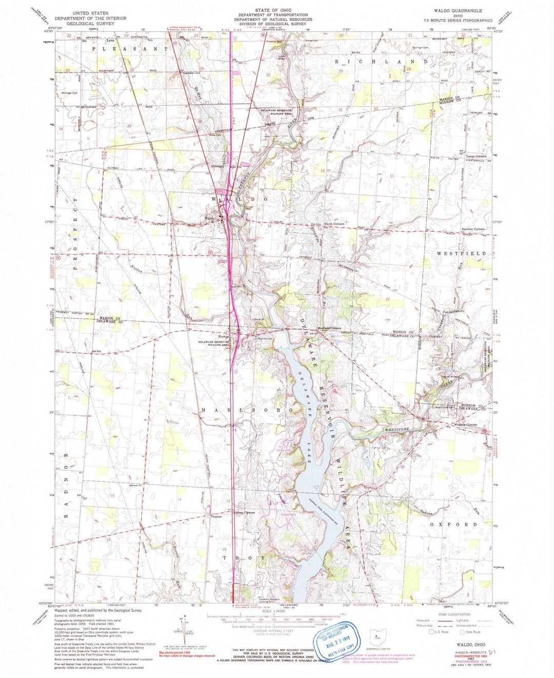 1961 Waldo, OH - Ohio - USGS Topographic Map
