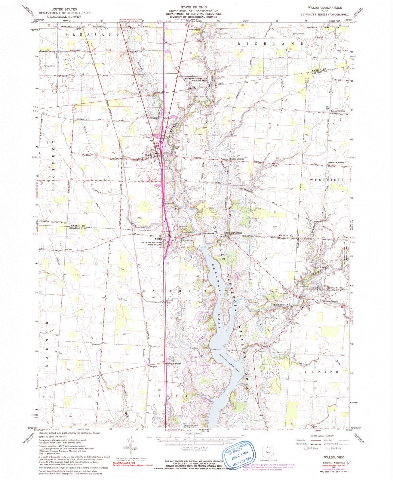 1961 Waldo, OH - Ohio - USGS Topographic Map