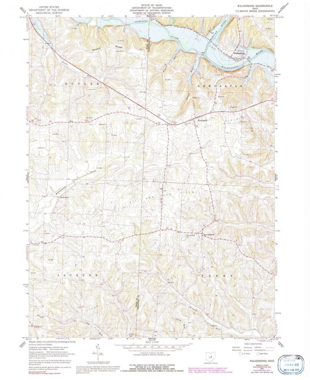 1961 Walhonding, OH - Ohio - USGS Topographic Map