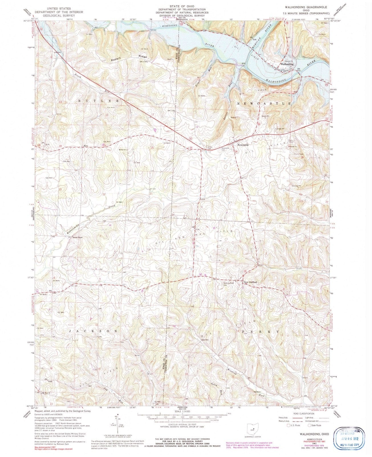 1961 Walhonding, OH - Ohio - USGS Topographic Map