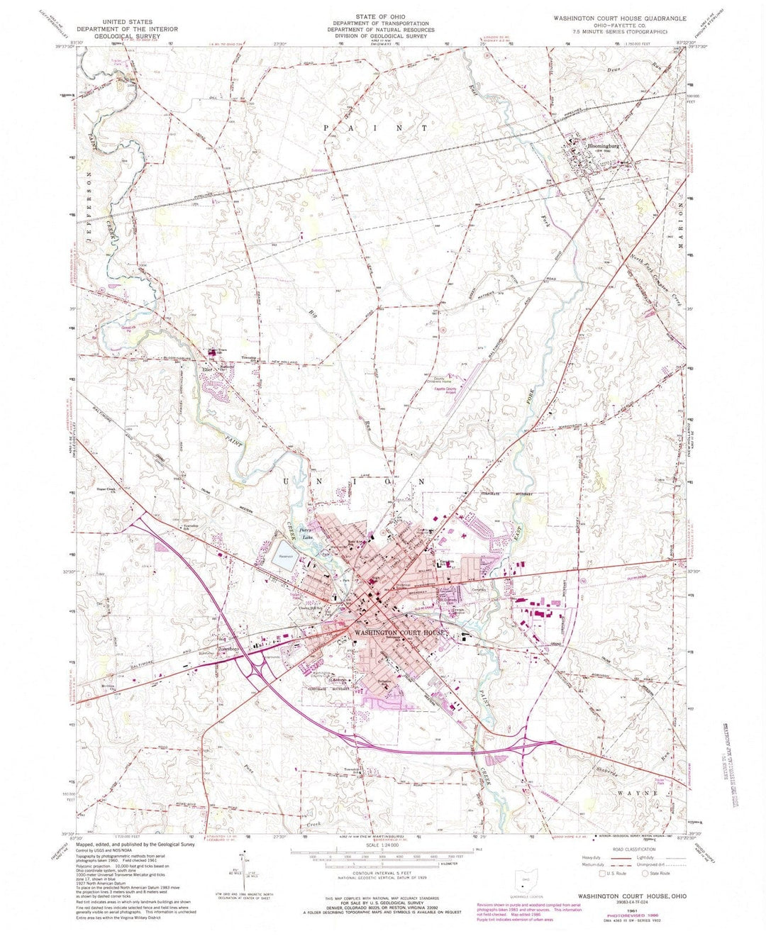 1961 Washington Court House, OH - Ohio - USGS Topographic Map