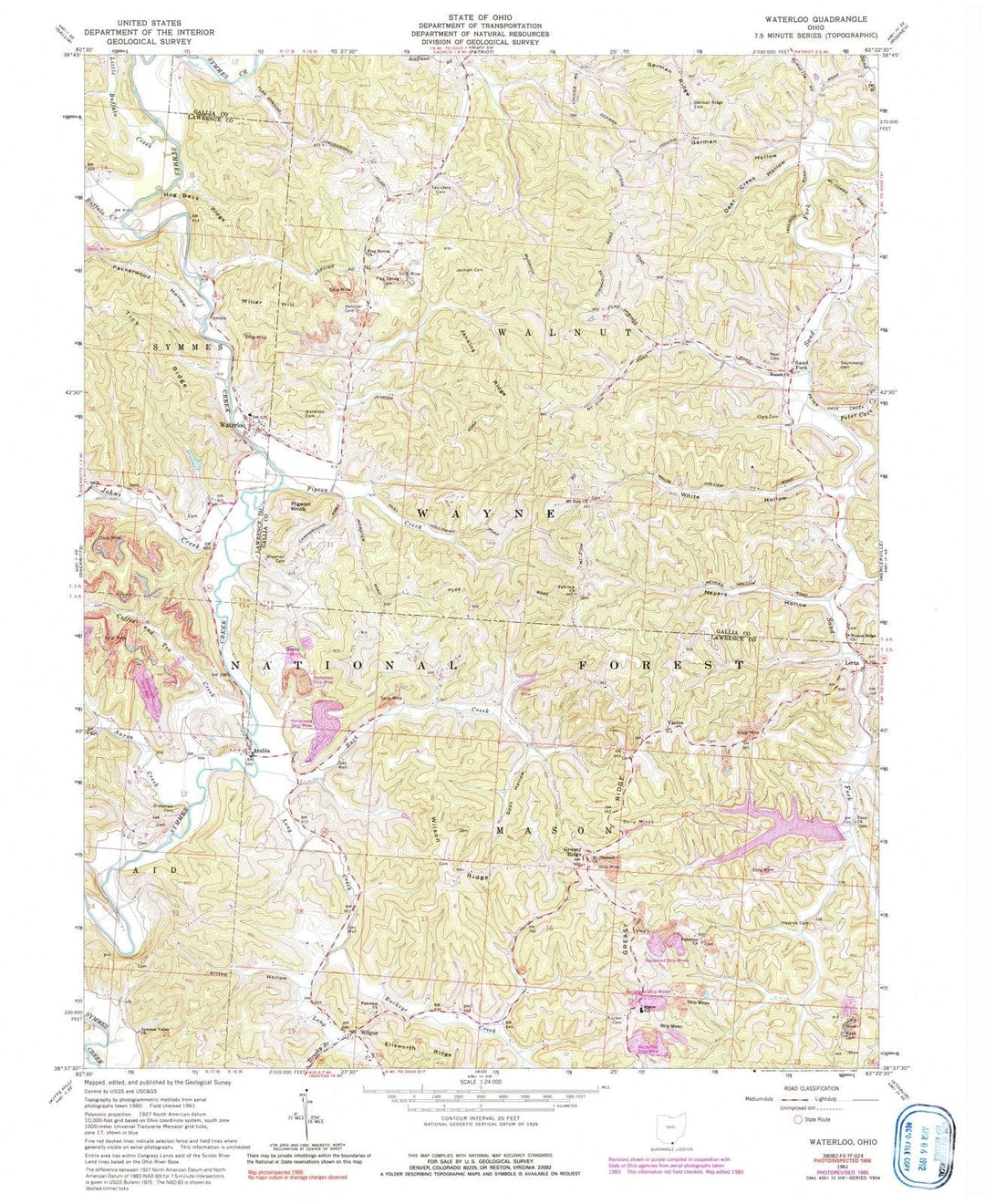 1961 Waterloo, OH - Ohio - USGS Topographic Map