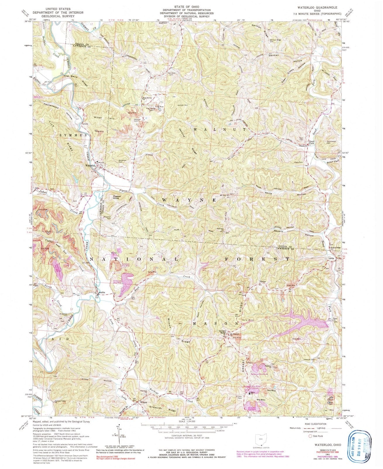1961 Waterloo, OH - Ohio - USGS Topographic Map