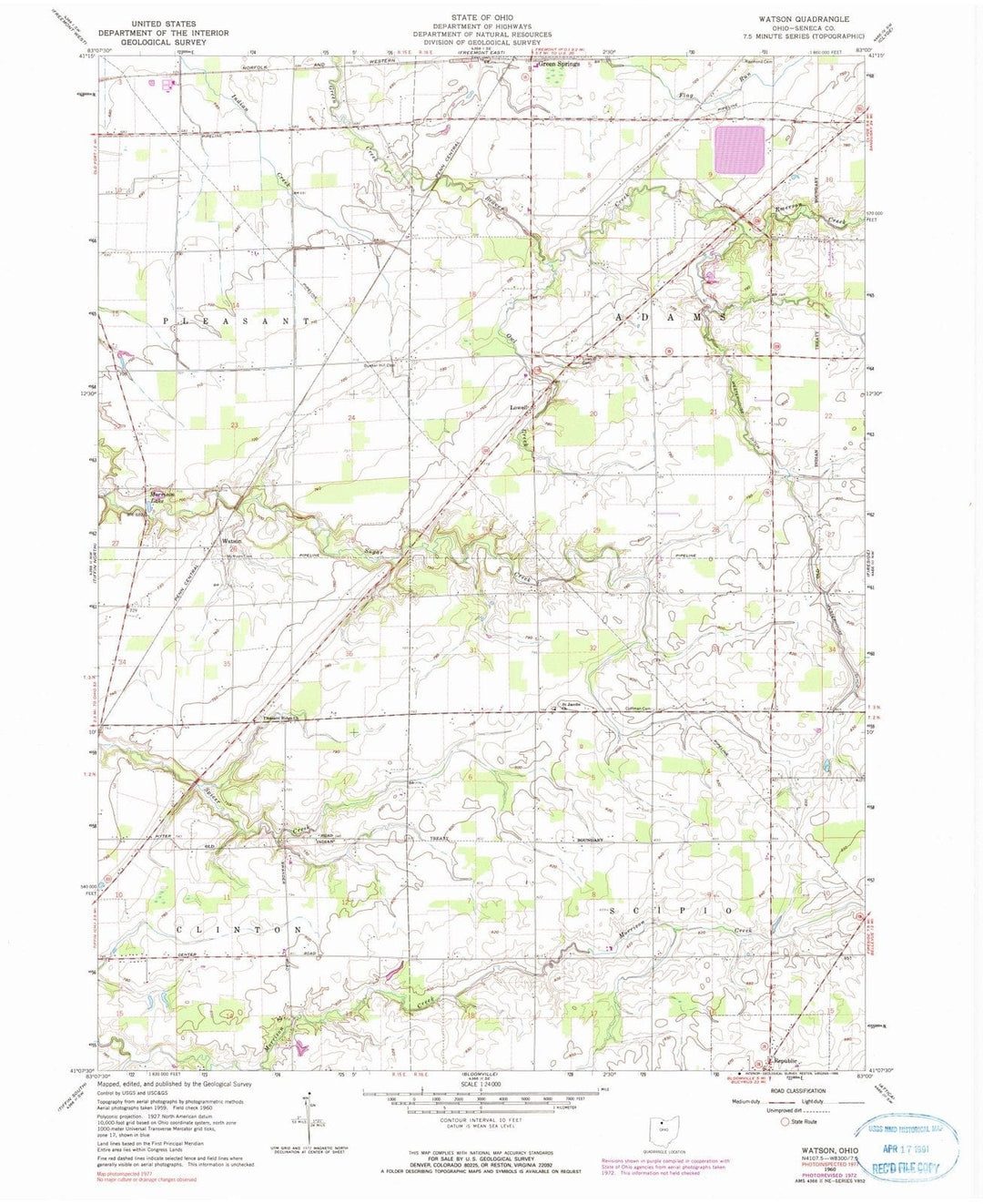 1960 Watson, OH - Ohio - USGS Topographic Map