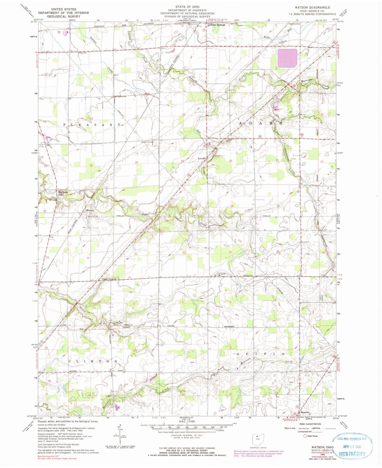 1960 Watson, OH - Ohio - USGS Topographic Map