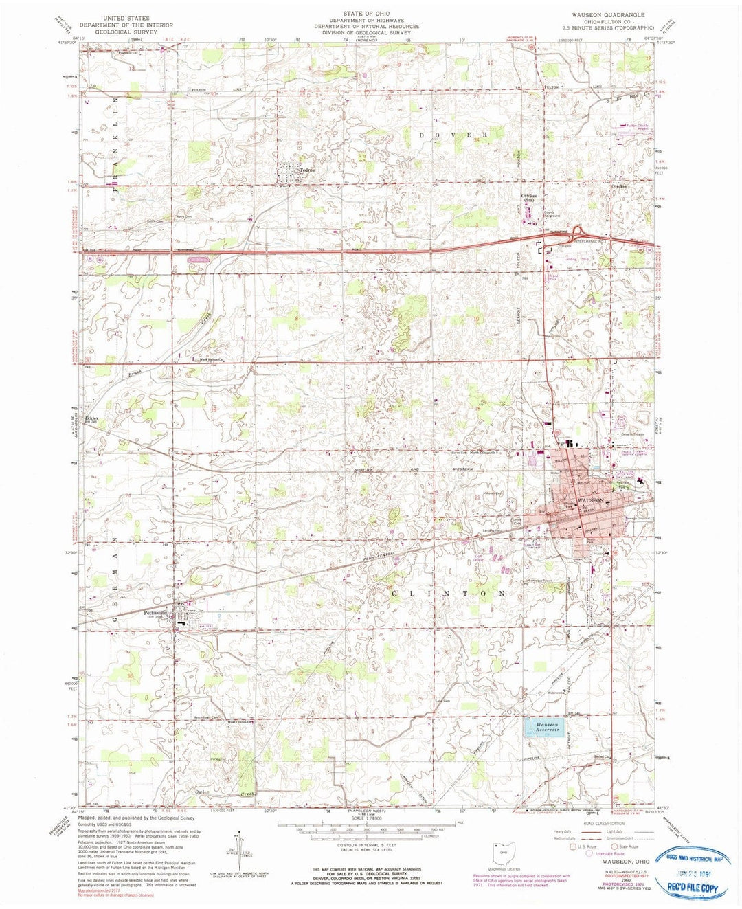 1960 Wauseon, OH - Ohio - USGS Topographic Map