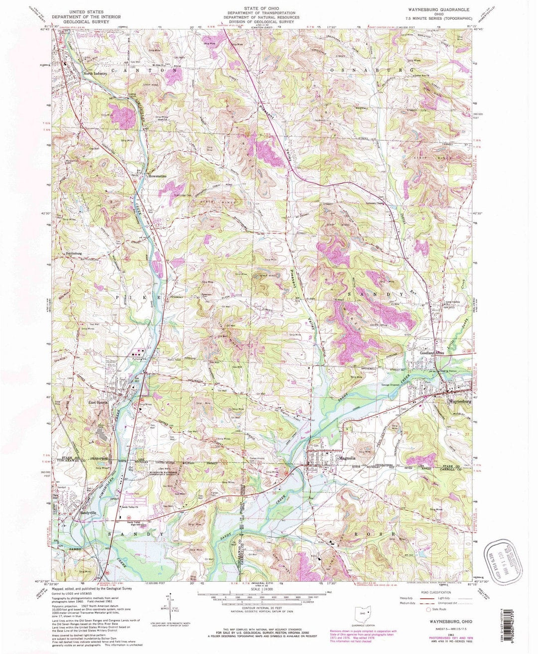 1961 Waynesburg, OH - Ohio - USGS Topographic Map