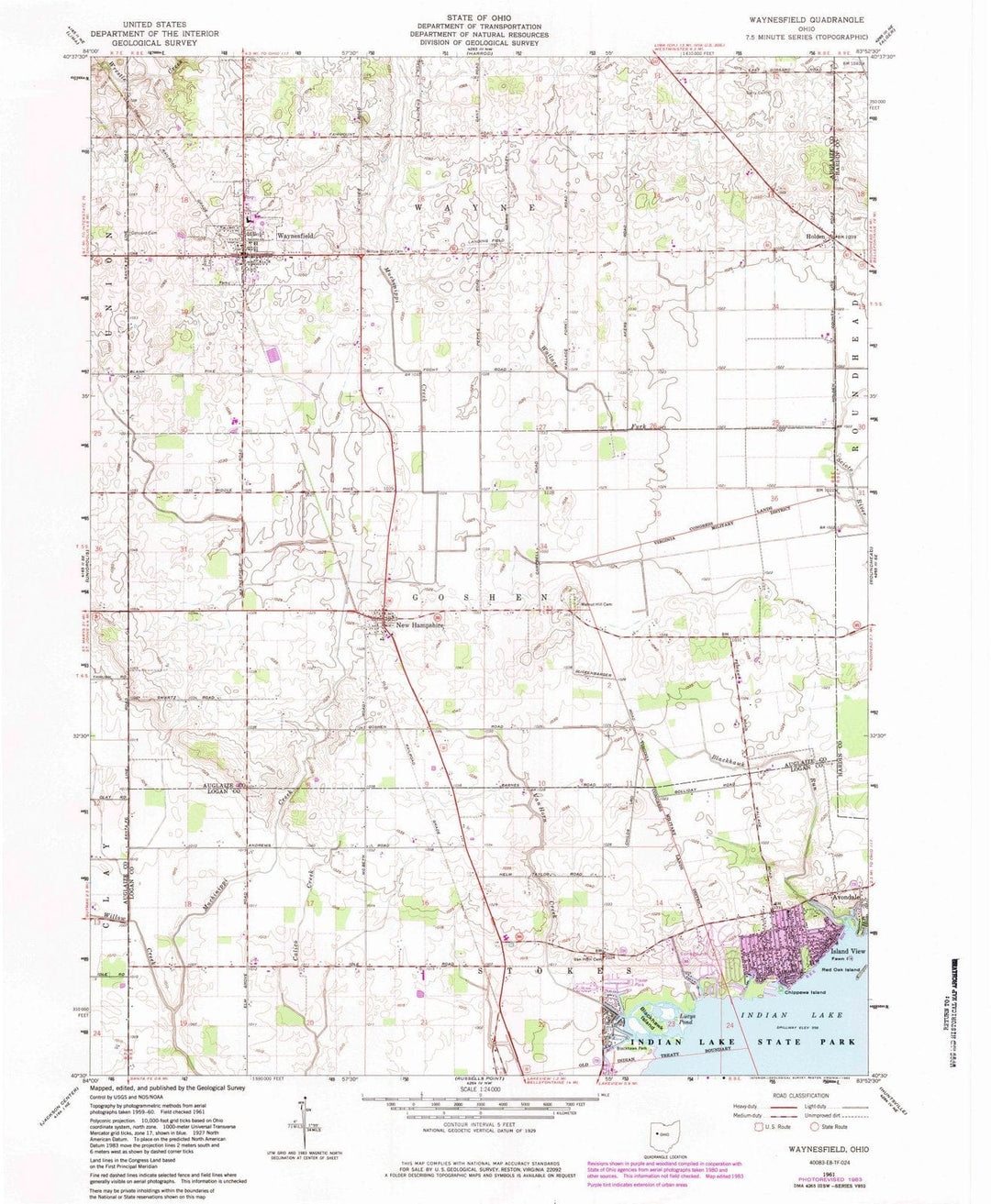 1961 Waynesfield, OH - Ohio - USGS Topographic Map