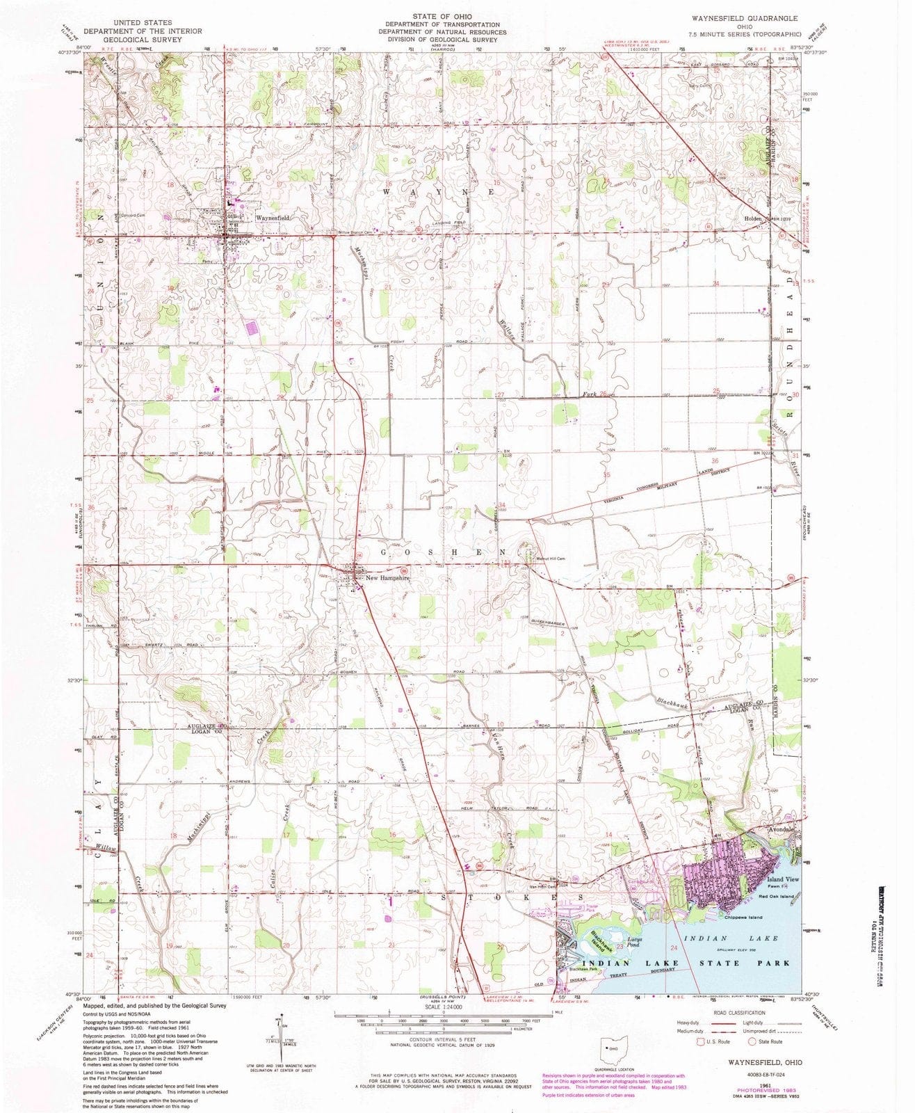 1961 Waynesfield, OH - Ohio - USGS Topographic Map